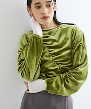 【洗える】ベロアシャーリングプルオーバー