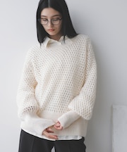 モヘアライクメッシュスパンコールニットプルオーバー