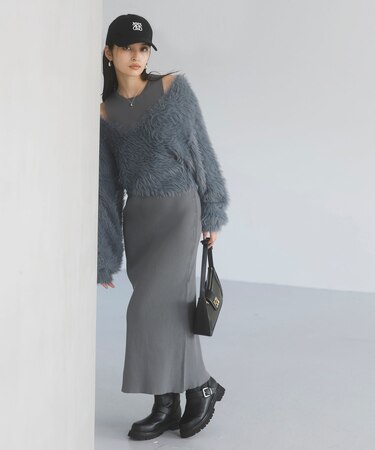 【SET】カシュクールシャギーレイヤードワンピース