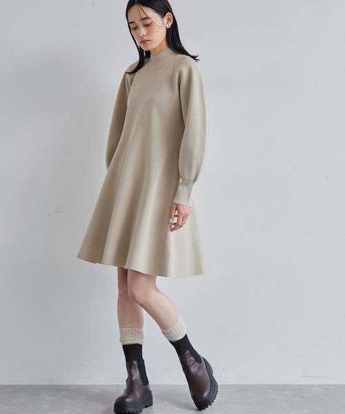 【美品　ノースリフレアニットワンピース】 美smart】フレアニットワンピース【着丈が選べる/洗える】｜ビス