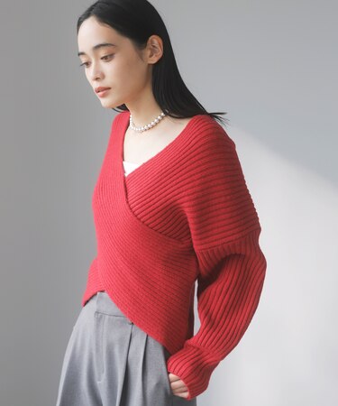 ふんわりカシュクールニットプルオーバー