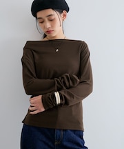 【洗える】ドレープオフショルダーロングTシャツ