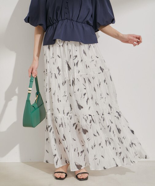 柄＆無地アソートシャーリングティアードスカート