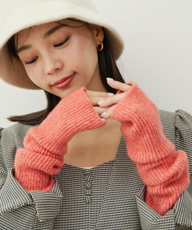 【2WAY】フィンガーレスリブニットアームウォーマー