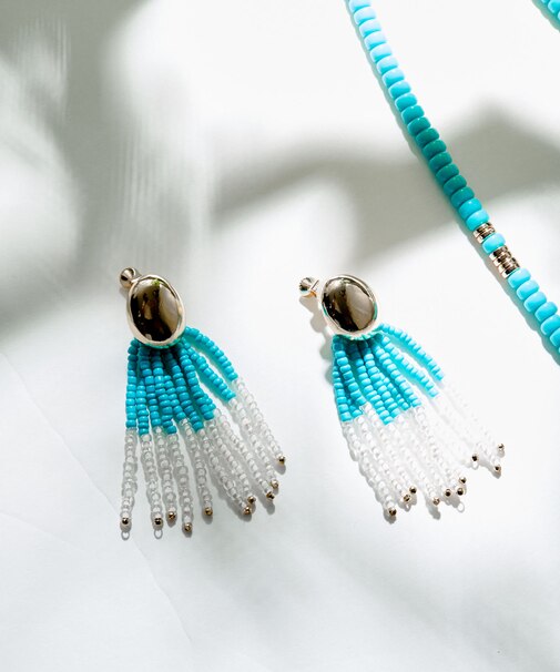 バイカラービーズイヤリング