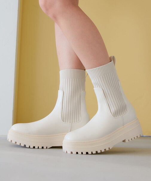 【抗菌防臭】タンクソールサイドニットブーツ