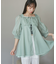 パフスリーブナイロンチュニックブラウス