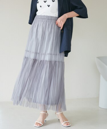 チュールプリーツスカート