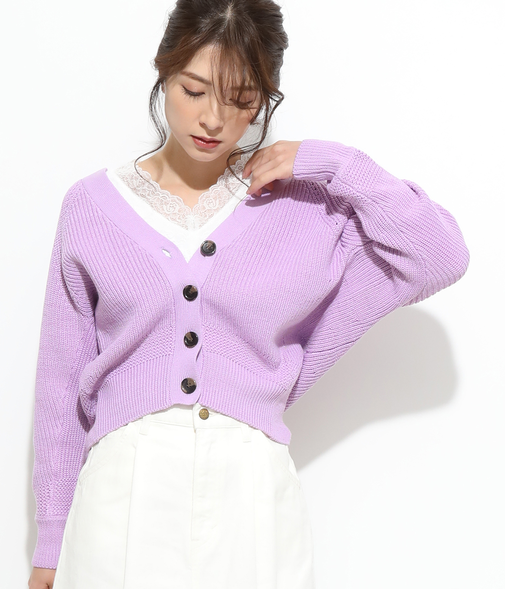 【泉里香さん着用】畦柄変形ニットカーディガン