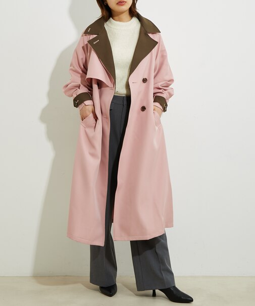 【WEB限定】配色カラーで魅せるスタンドカラーオーバーサイズトレンチコート