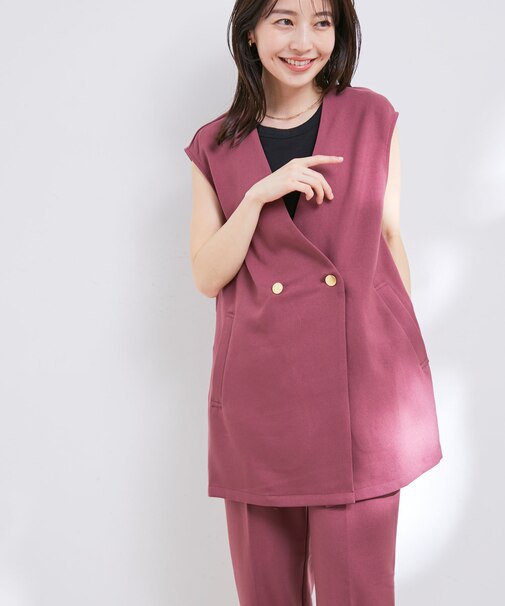 【WEB限定】【洗える】ジレ＆ストレートパンツセット