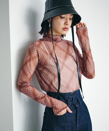 【程よい透け感】チェック＆花柄＆無地シアーインナー