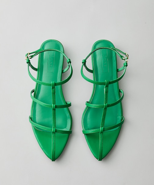 ボーンアンクルストラップフラットサンダル