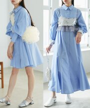 【洗える】美easyフレアシャツワンピース