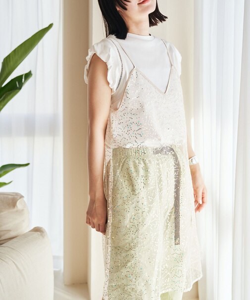 【前後2WAY】スパンコールキャミワンピース