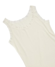 【洗える】レースカット細リブキャミソール