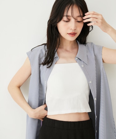 【洗える】短丈カップ付きインナーキャミソール