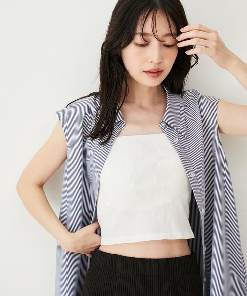 【洗える】短丈カップ付きインナーキャミソール