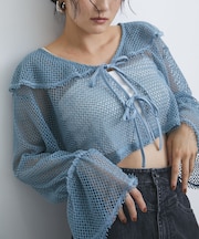 【前後2WAY】メッシュフリルカーディガン