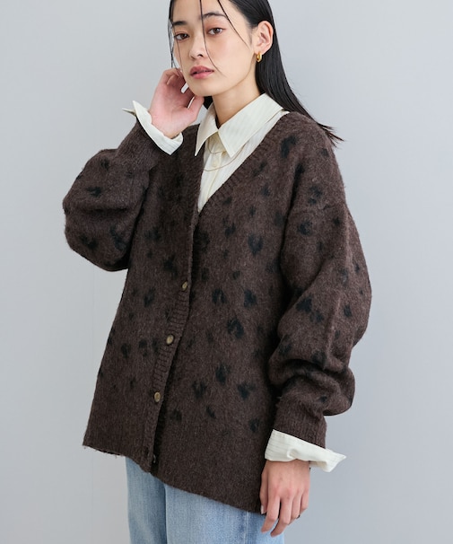 シャギーレオパードカーディガン