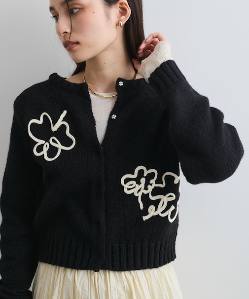 【WEB限定】刺繍フラワーカーディガン