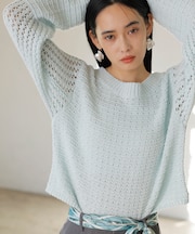 透かし編みニットプルオーバー