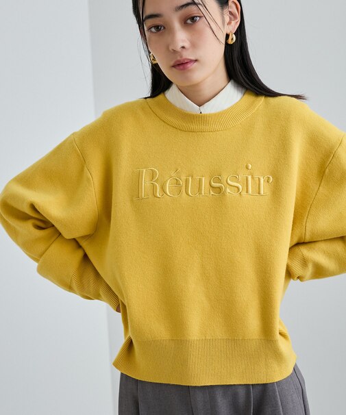 スウェットライク刺繍ロゴニットプルオーバー