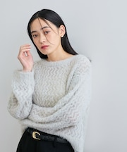 キラッと華やか！透かし柄シャギーニットプルオーバー