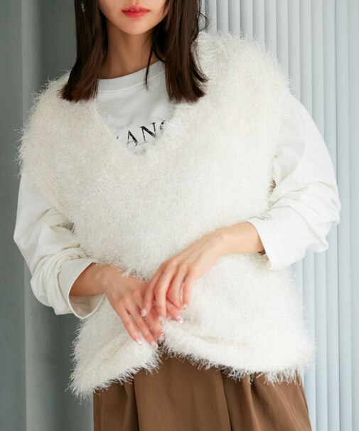 キャットシャギーニットベスト