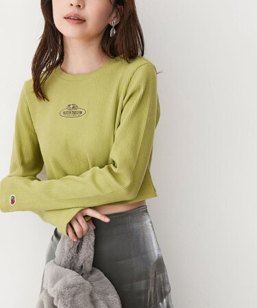 【FRUIT OF THE LOOM別注】テレコロゴ短丈ロングTシャツ【洗える】
