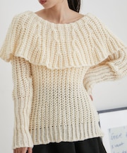 ビッグカラーざっくりニットプルオーバー【WEB・アウトレット限定】