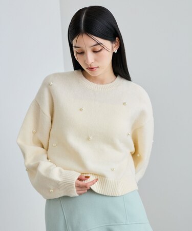 【WEB/ルミネ店限定】パールボタンニットプルオーバー