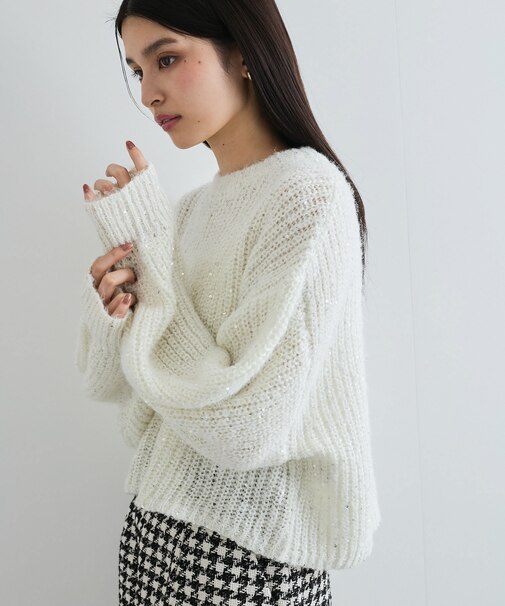 【WEB限定】スパンコールニットプルオーバー