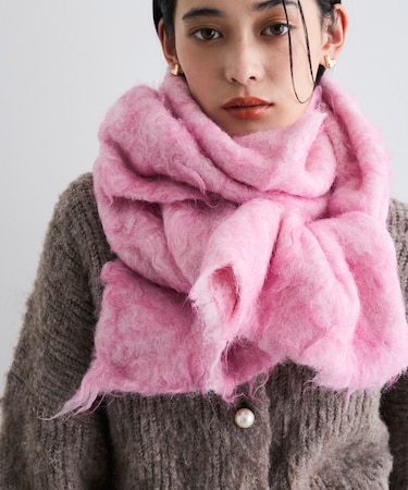 ふわふわ毛混シャギーストール