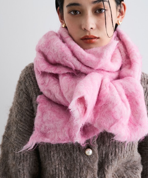 ふわふわ毛混シャギーストール