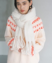 【リサイクルポリ】ふわふわ太フリンジマフラー