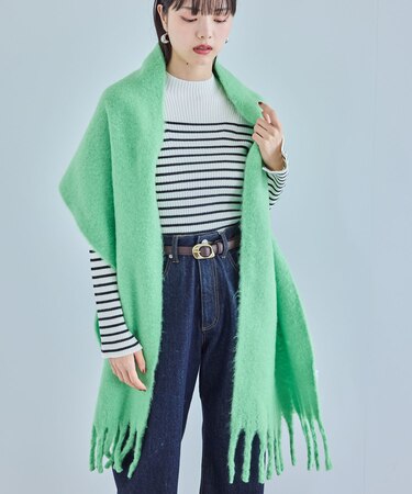 【リサイクルポリ】ふわふわ太フリンジマフラー