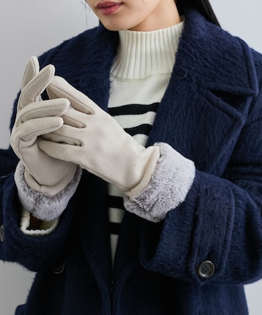 フェイクスェードファーグローブ