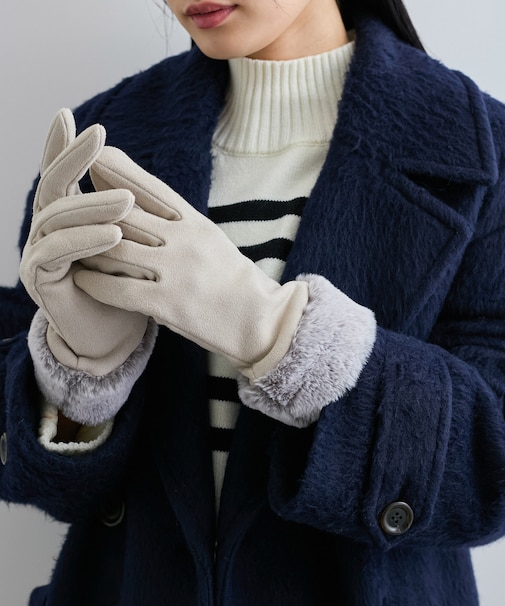 フェイクスェードファーグローブ