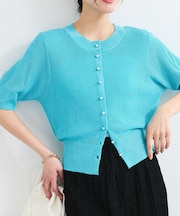 【WEB限定】多釦ハーフスリーブサマーニットカーディガン