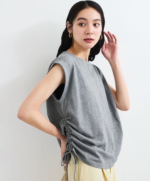 【WEB限定】サイドドロストシャーリングカットソー