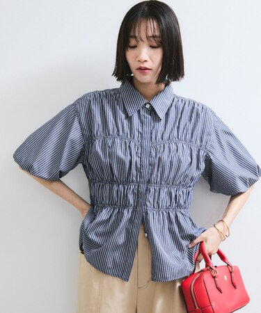 【店頭人気】シャーリングバルーンシャツ