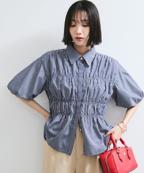 【店頭人気】シャーリングバルーンシャツ
