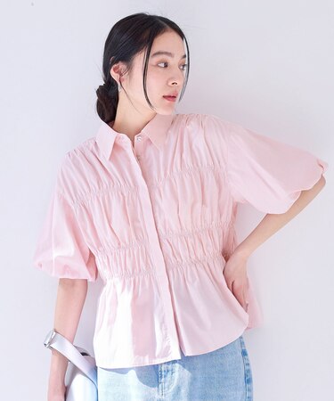 【店頭人気】シャーリングバルーンシャツ