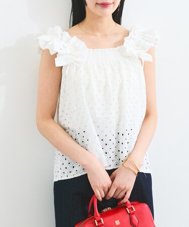 【2WAY】エンブロイダリーレースショルダーブラウス