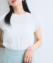 【WEB限定】パールフリルリブサマー半袖ニット
