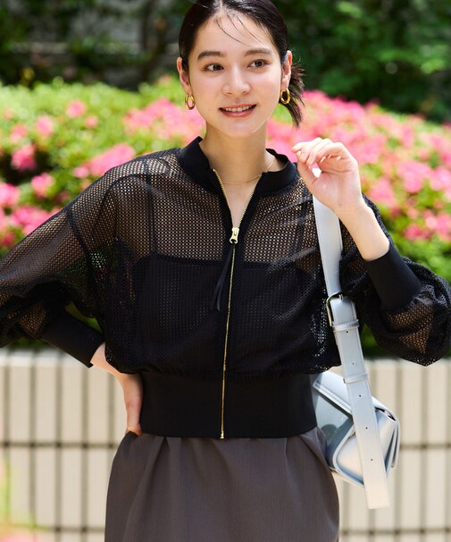 【WEB限定】ジップアップメッシュブルゾン/カーディガン