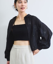 【WEB限定】花柄刺繍シャイニーシアーシャツ