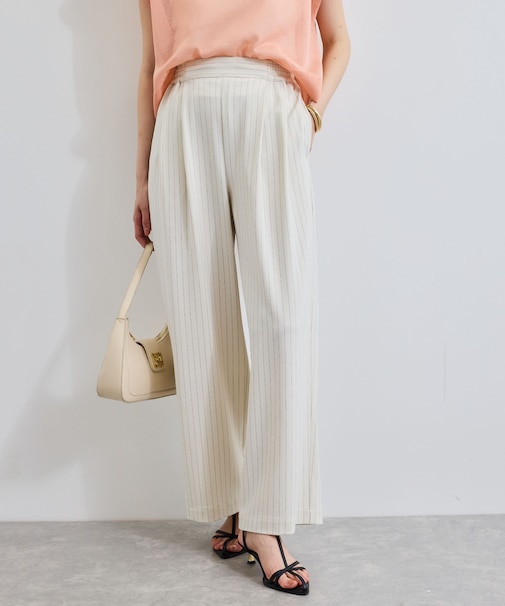 【接触冷感/UVケア】ピンストライプリラックスワイドパンツ