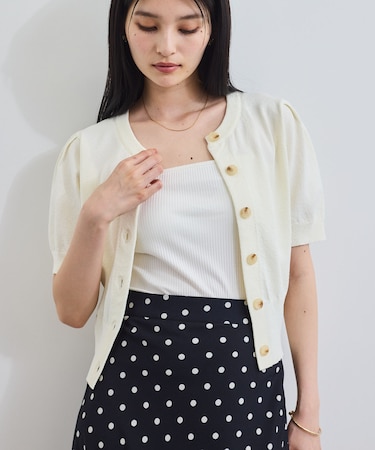 【UVケア/洗える】ハーフスリーブニットトップスカーディガン